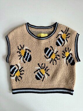 Anthroplogie Maeve Sarah Gordon bumblebee cropped sweater vest